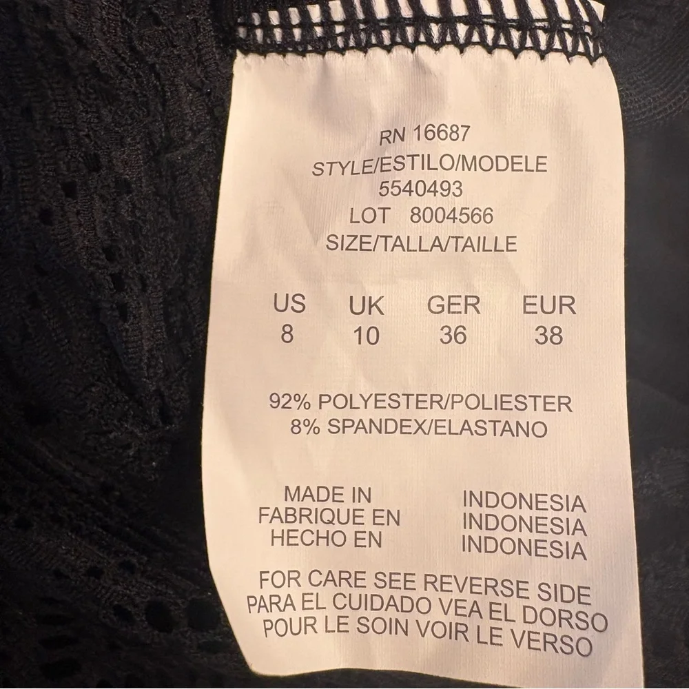 Swim Solutions Black Crochet Flyaway Tummy Control Swimdress Women Size 8 - Picture 11 of 11
